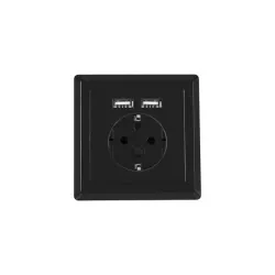 Gniazdo podtynkowe Lanberg 230V pojedyncze + 2x USB 2.1 A schuko czarne
