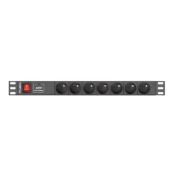 Listwa zasilająca Lanberg do RACK 1U 10A PDU 7x PL 2m czarna