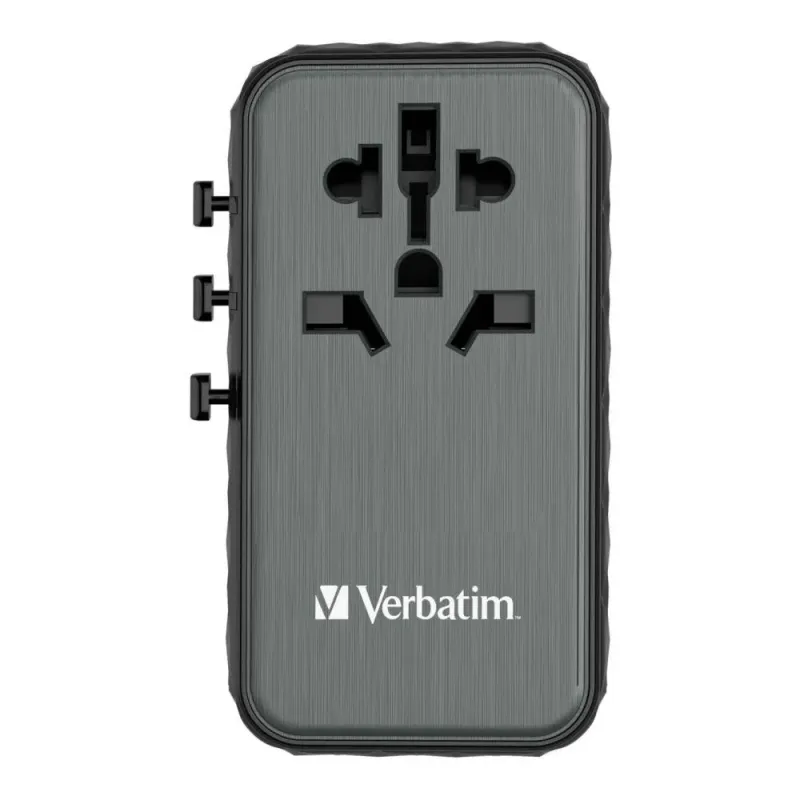 Adapter podróżny Verbatim UTA-06 GaN III globalny 2xUSB-C PD QC 4+ 100W,