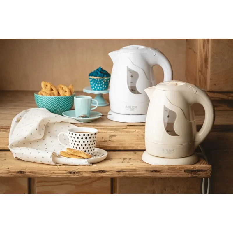 Czajnik elektryczny Adler AD 08 w 1L płaskie dno biały | PartsPC.pl