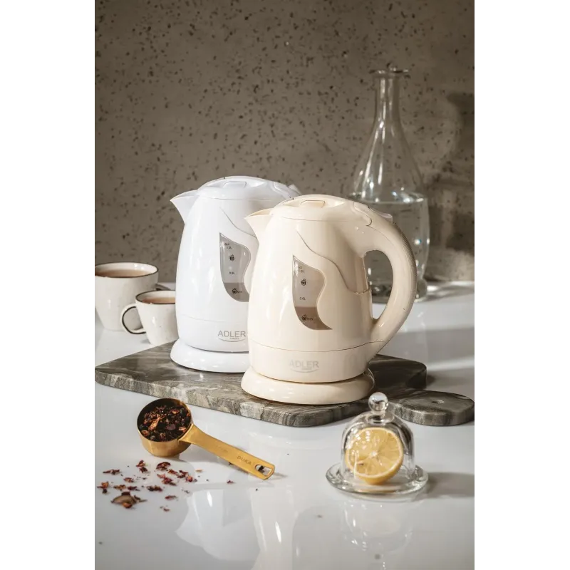 Czajnik elektryczny Adler AD 08 w 1L płaskie dno biały | PartsPC.pl