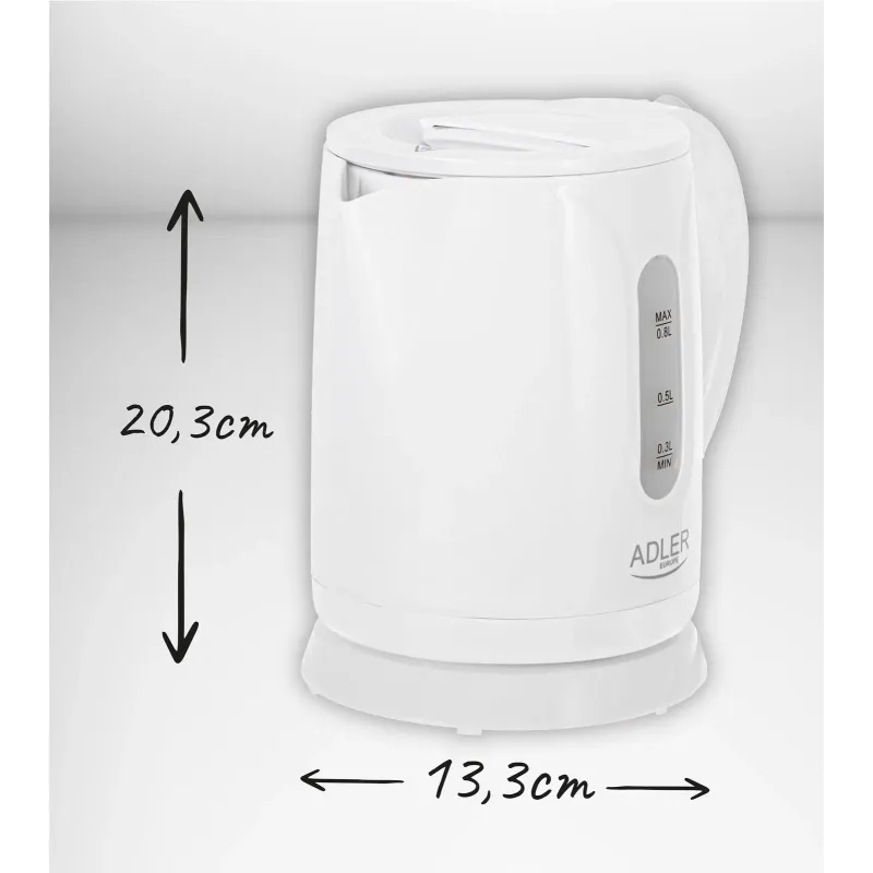 Czajnik elektryczny Adler AD 1371w 0,8 L plastikowy biały | PartsPC.pl