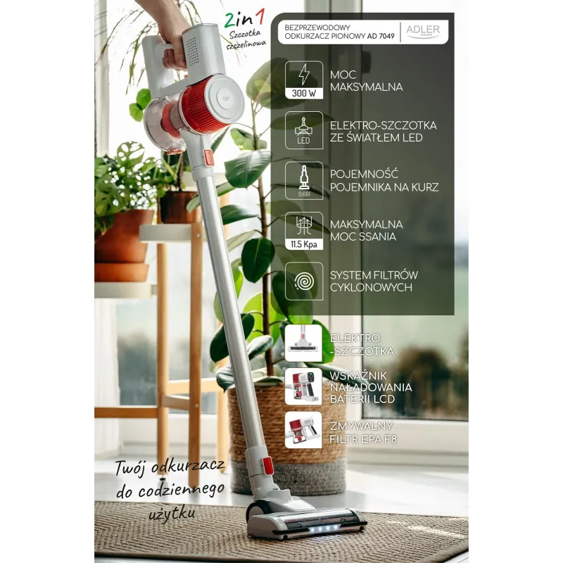 Odkurzacz pionowy Adler AD 7051 bezprzewodowy | PartsPC.pl
