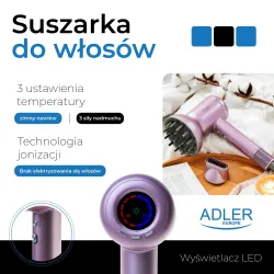 Suszarka do włosów Adler AD 2270 SUPERSPEED pink | PartsPC.pl