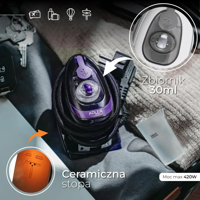 Żelazko turystyczne parowe Adler AD 5049 | PartsPC.pl