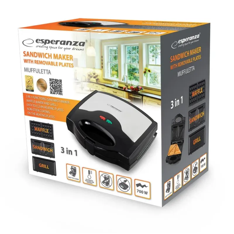 Opiekacz Uniwersalny 3w1 Esperanza MUFFULETTA EKT005 | PartsPC.pl