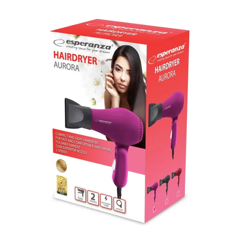 Suszarka do włosów Esperanza Aurora 750W Pink | PartsPC.pl