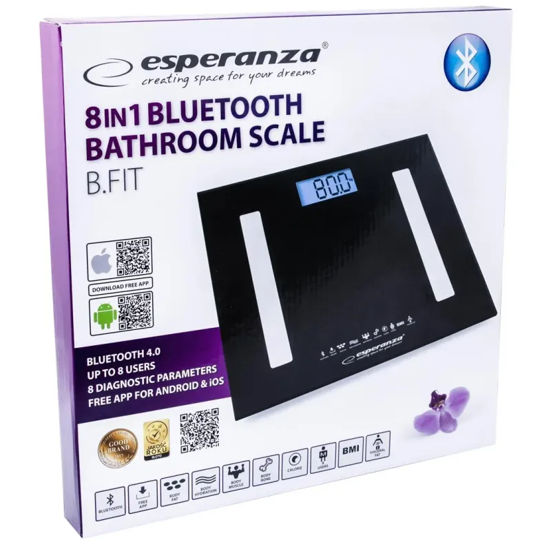 Waga łazienkowa Esperanza EBS016K 8w1 Bluetooth B.Fit | PartsPC.pl