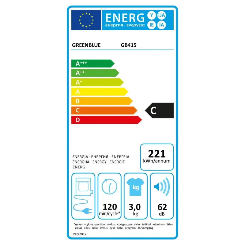 Suszarka elektryczna do ubrań GreenBlue GB415 GR, bębnowa, 3… | PartsPC.pl
