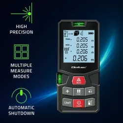 Dalmierz Qoltec laserowy z poziomicą | podświetlany LCD | PartsPC.pl