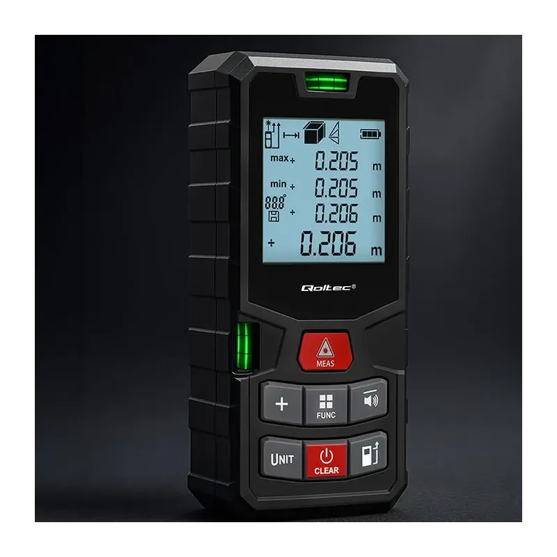 Dalmierz Qoltec laserowy z poziomicą | podświetlany LCD | PartsPC.pl
