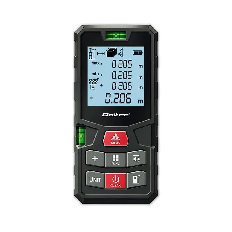 Dalmierz Qoltec laserowy z poziomicą | podświetlany LCD | PartsPC.pl