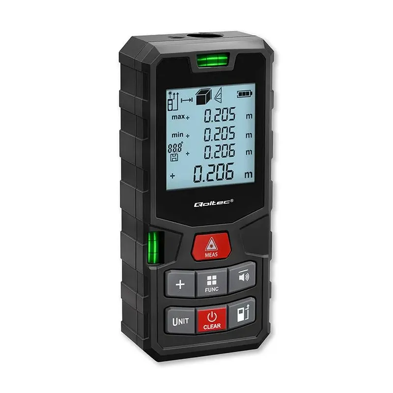 Dalmierz Qoltec laserowy z poziomicą | podświetlany LCD | PartsPC.pl