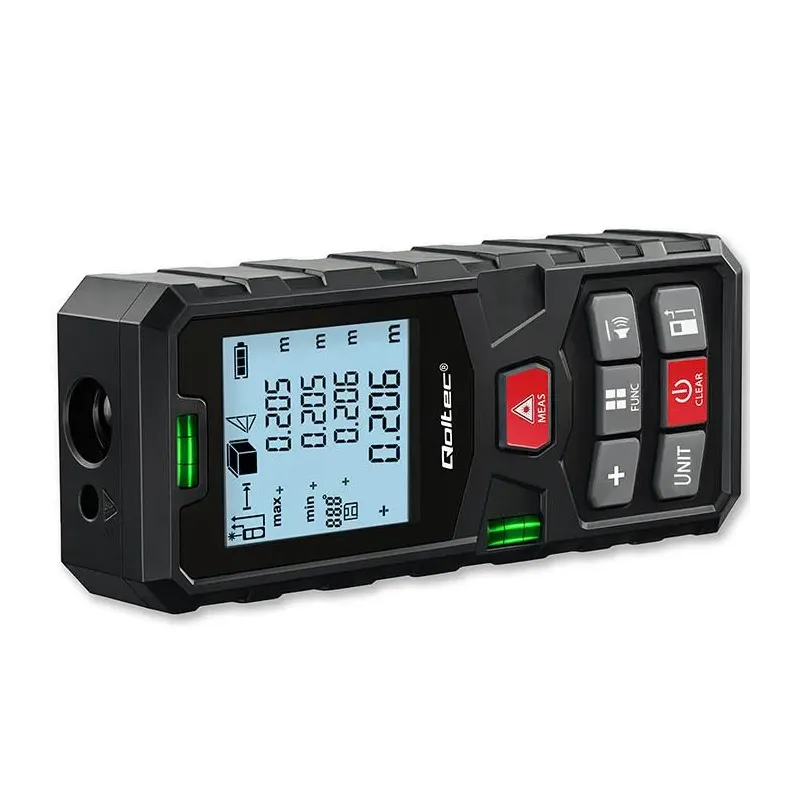 Dalmierz Qoltec laserowy z poziomicą | podświetlany LCD | PartsPC.pl