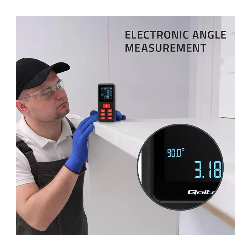 Dalmierz Qoltec laserowy z poziomicą | podświetlany LCD | PartsPC.pl