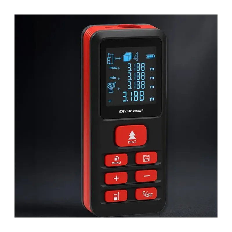 Dalmierz Qoltec laserowy z poziomicą | podświetlany LCD | PartsPC.pl