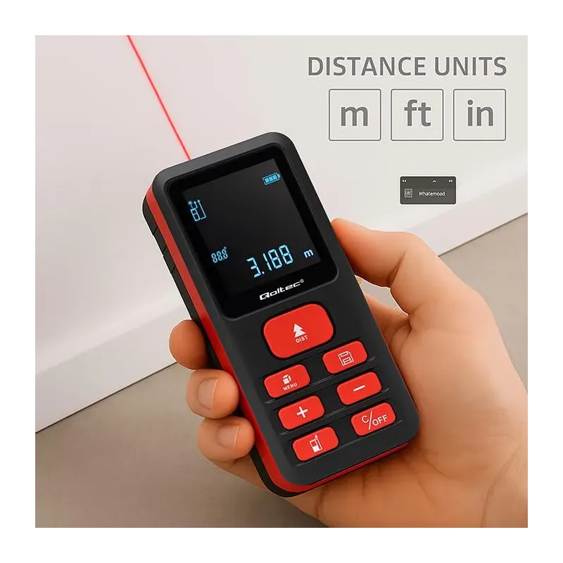 Dalmierz Qoltec laserowy z poziomicą | podświetlany LCD | PartsPC.pl