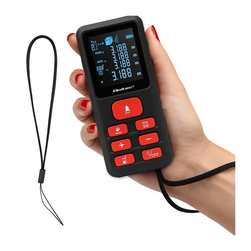 Dalmierz Qoltec laserowy z poziomicą | podświetlany LCD | PartsPC.pl