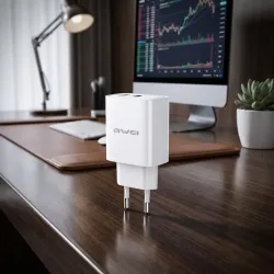 Ładowarka sieciowa Awei PD81 22,5W GaN 1xUSB+1xUSB-C / bez kabla - biała