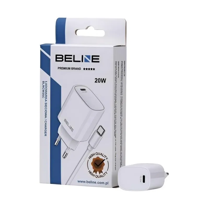 Ładowarka sieciowa Beline 20W 1xUSB-C PD 3.0+kabel USB-C - b… | PartsPC.pl