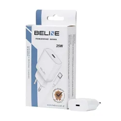 Ładowarka sieciowa Beline 25W 1xUSB-C GaN PD 3.0+kabel USB-C - biała