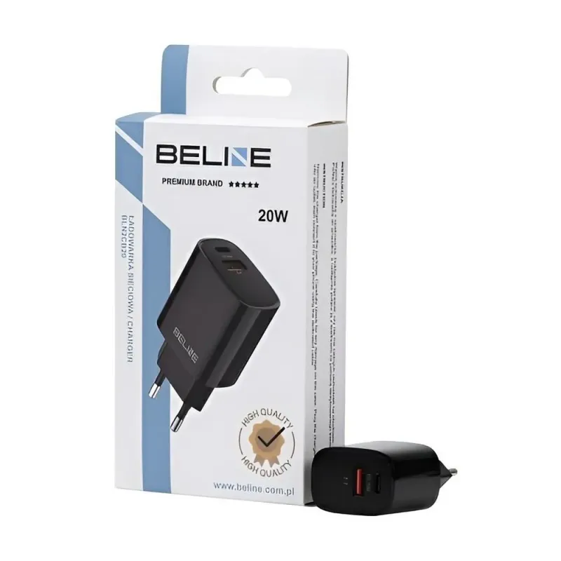 Ładowarka sieciowa Beline 20W 1xUSB-C + 1xUSB PD 3.0 QC | PartsPC.pl