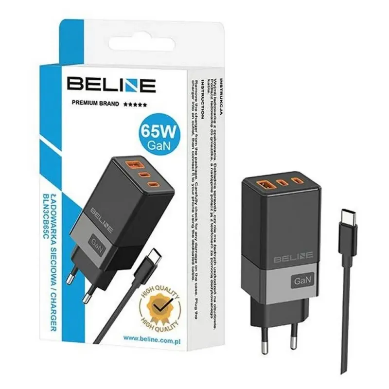 Ładowarka sieciowa Beline 65W GaN 2xUSB-C PD 3.0 + | PartsPC.pl