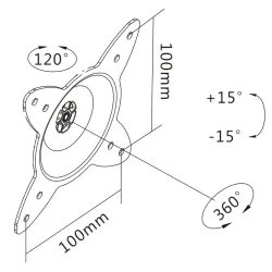 Uchwyt ścienny pojedynczy DIGITUS, 1xLCD, max. 27", obrotowy 360° PIVOT,