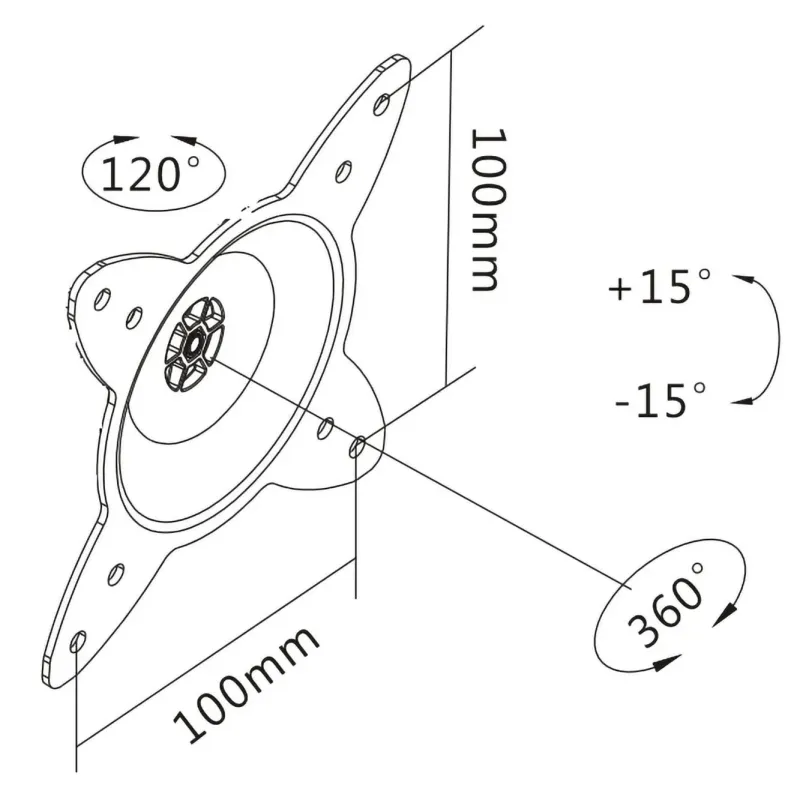 Uchwyt ścienny pojedynczy DIGITUS, 1xLCD, max. 27", obrotowy 360° PIVOT,