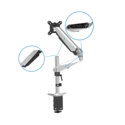 Ramię biurkowe pojedyncze z zaciskiem Digitus, 1xLCD, max. 27", max. 8kg,