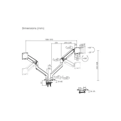 Ramię biurkowe podwójne DIGITUS z zaciskiem i sprężyną | PartsPC.pl