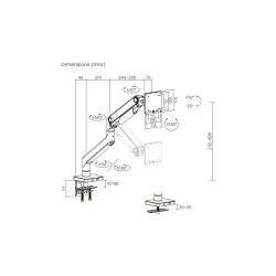 Ramię biurkowe pojedyncze DIGITUS z zaciskiem i sprężyną mechaniczną 1xLCD