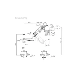 Ramię biurkowe pojedyncze DIGITUS z zaciskiem i sprężyną | PartsPC.pl