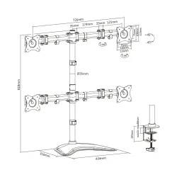 Stojak biurkowy poczwórny DIGITUS, 4xLCD, max. 27", max. | PartsPC.pl