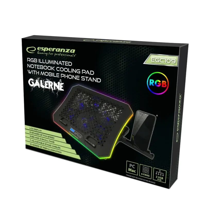 Podstawka chłodząca pod notebook Esperanza EGC109 LED RGB GA… | PartsPC.pl