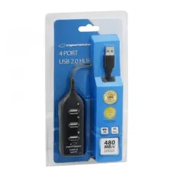 Hub USB Esperanza EA116 4xUSB 2.0 czarny | PartsPC.pl
