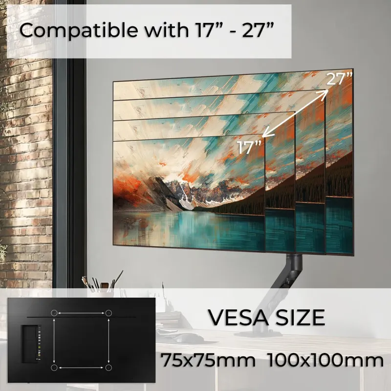 Uchwyt biurkowy do monitora Maclean MC-906, sprężyna gazowa