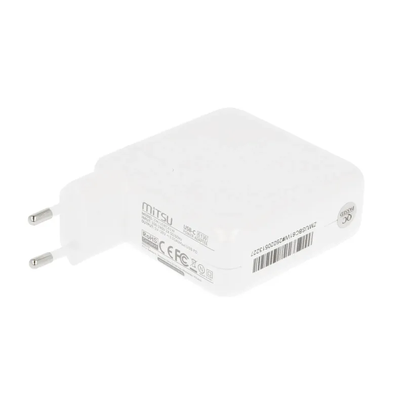 Zasilacz sieciowy Mitsu 61W USB-C, USBC, 5-20.3V, 3A (white)… | PartsPC.pl