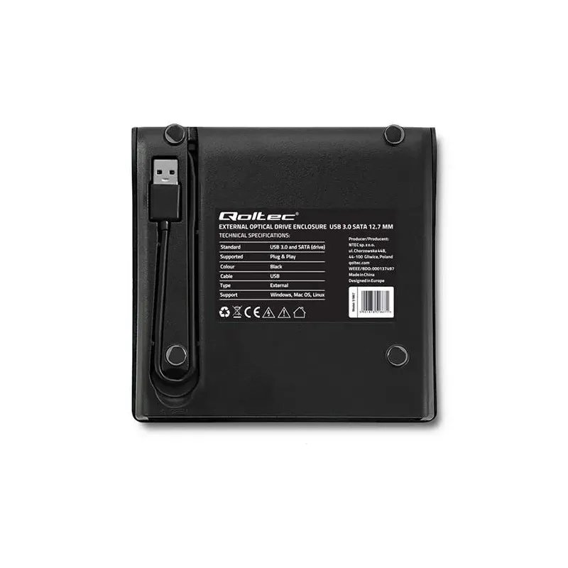 Obudowa/kieszeń Qoltec na napęd optyczny CD/DVD SATA | USB 3… | PartsPC.pl