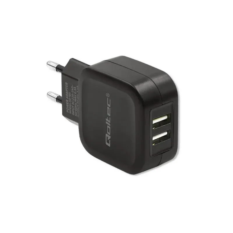 Ładowarka sieciowa Qoltec 12W 5V 2,4A 2xUSB | PartsPC.pl