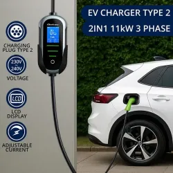 Ładowarka Qoltec do samochodu elektrycznego EV z regulacją 2w1 typ2 | 11kW