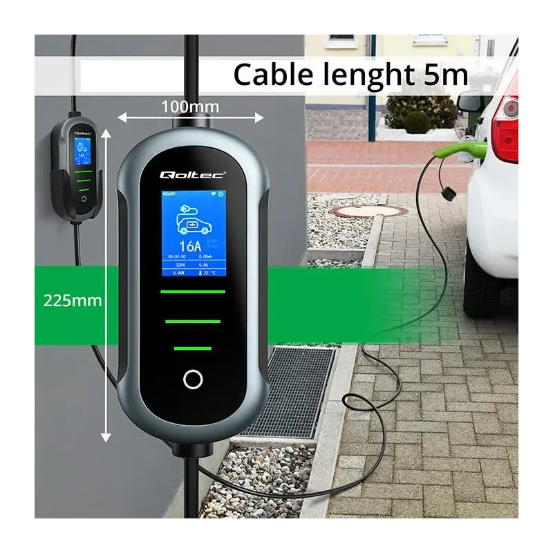Ładowarka Qoltec do samochodu elektrycznego EV z regulacją 2w1 typ2 | 11kW