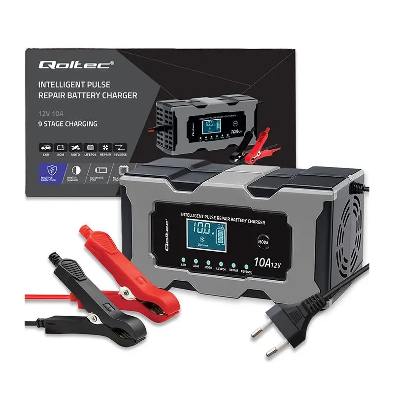 Ładowarka inteligentna Qoltec mikroprocesorowa 12V 10A | PartsPC.pl