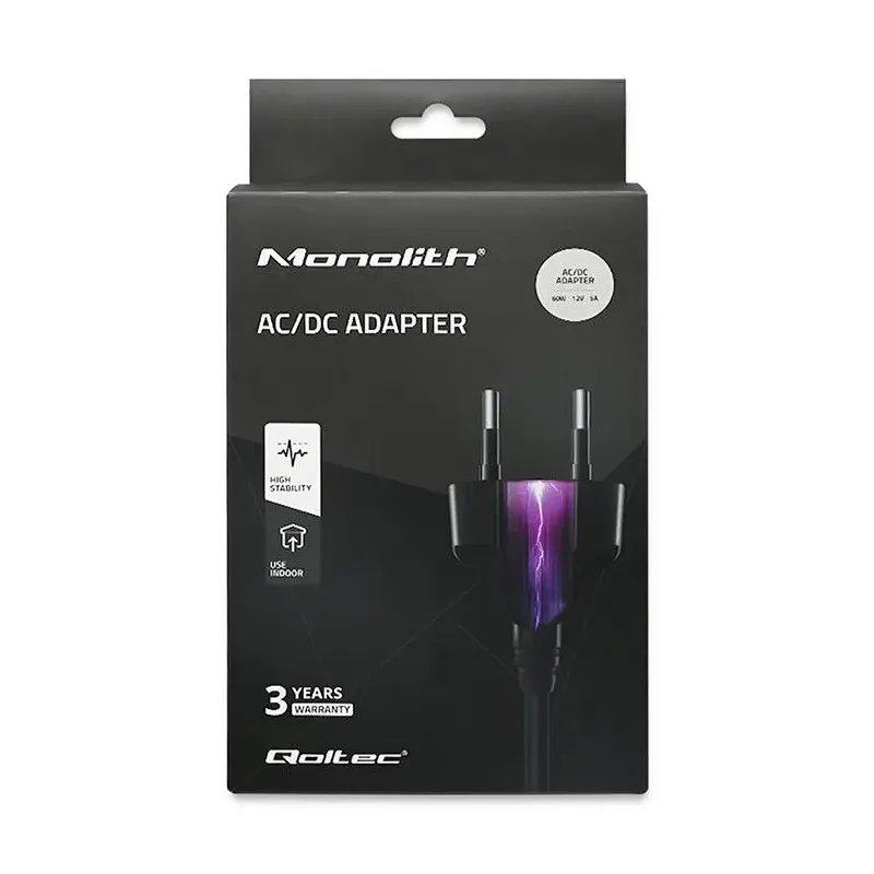 Zasilacz Qoltec desktopowy 60W | 12V | 5A | 5.5*2.5 | + kabel zasilający