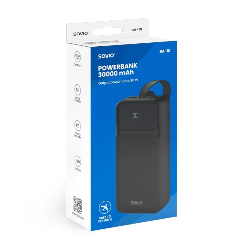 Powerbank Savio BA-10 30000mAh czarny