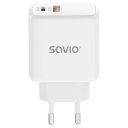 Ładowarka sieciowa SAVIO LA-12 20W Quick Charge, Power Delivery 3.0, Biała