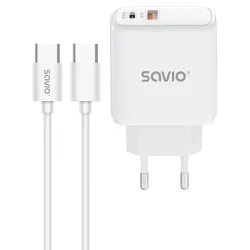 Ładowarka sieciowa 20W SAVIO LA-13 + Kabel Quick Charge Power Delivery 3.0