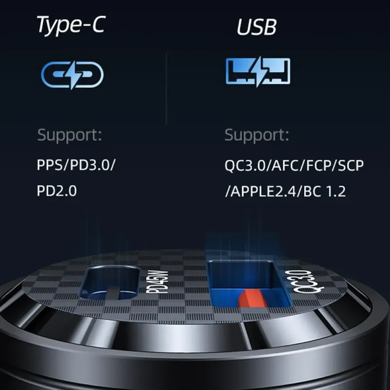 Ładowarka samochodowa Usams C35 45W USB-A + USB-C PD Fast Charge