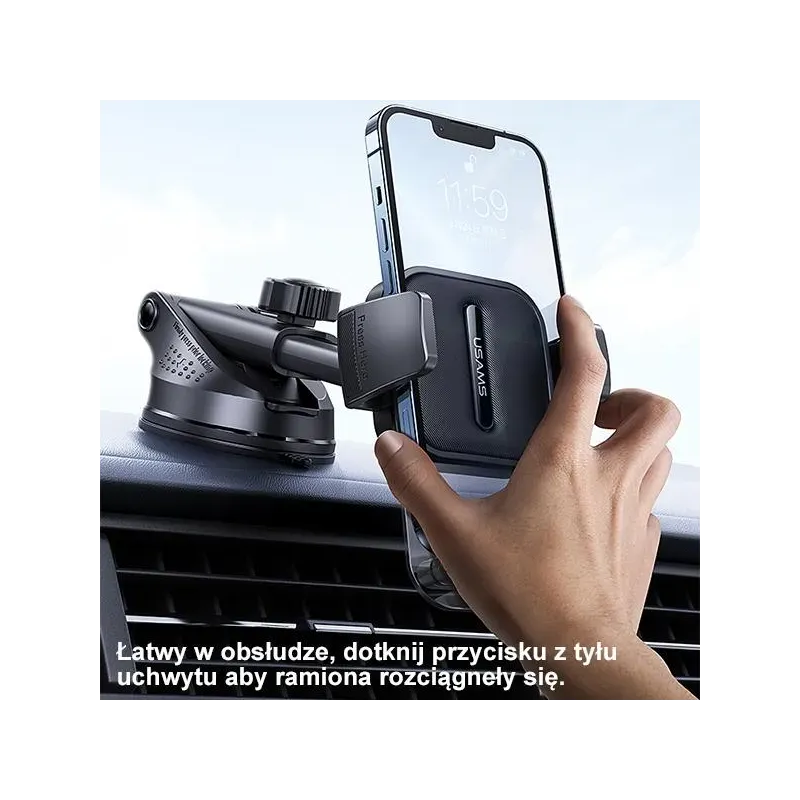 Uchwyt samochodowy Usams ZJ072 do szyby lub kokpitu czarny
