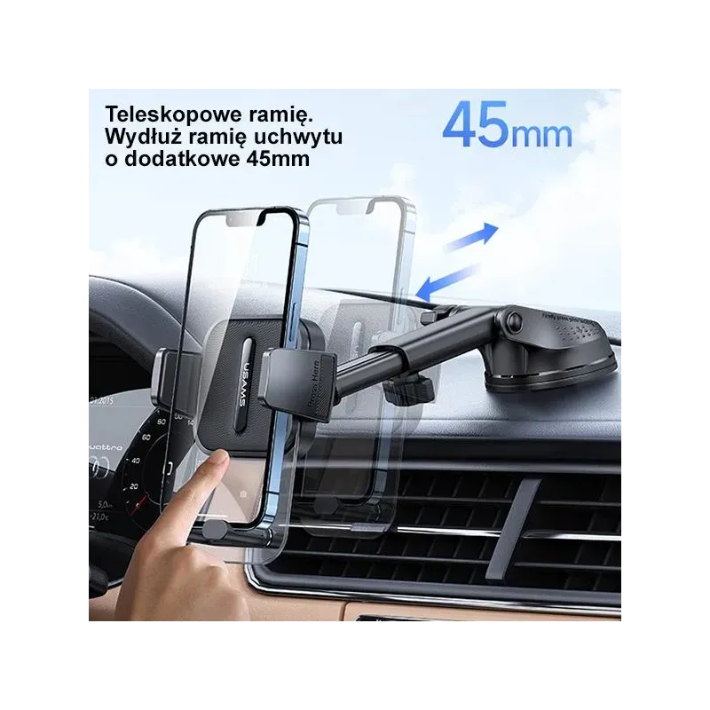 Uchwyt samochodowy Usams ZJ072 do szyby lub kokpitu czarny